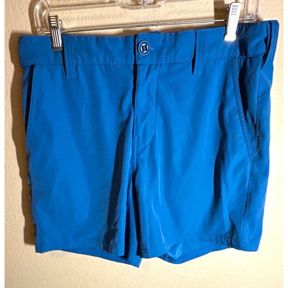 Huk Men's M (32) Blue Cargo Fishing Shorts Stretch Pockets 5" Inseam